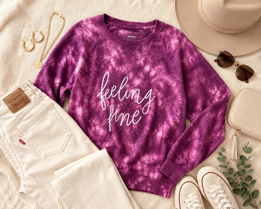 Sonoma Goods for Life Feeling Fine Tie Dye Sweatshirt Small Purple Graphic